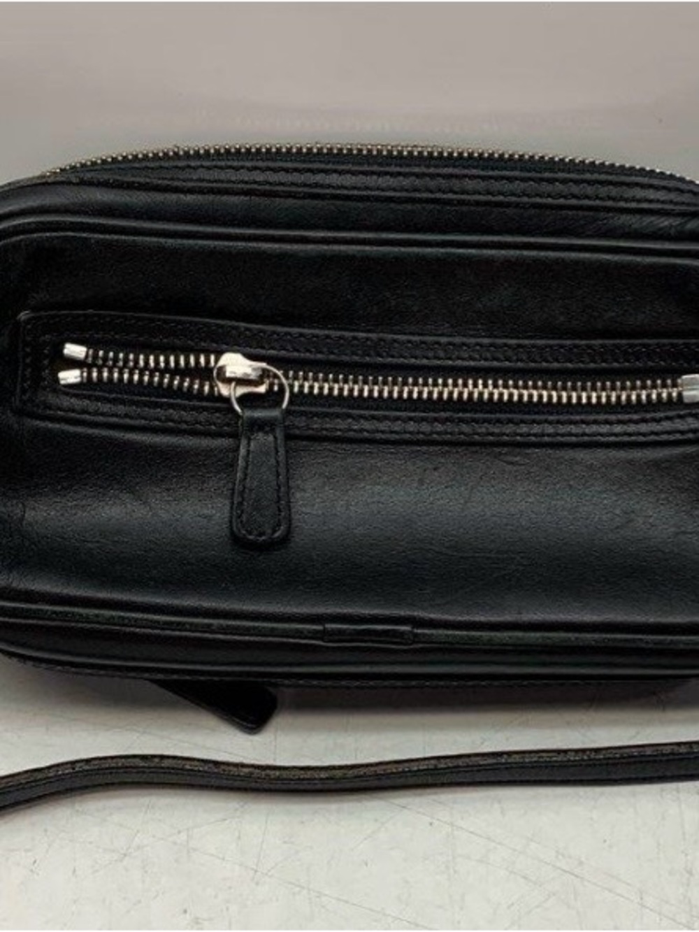 Coach Black Leather Crossbody Bag with Silver Zipper